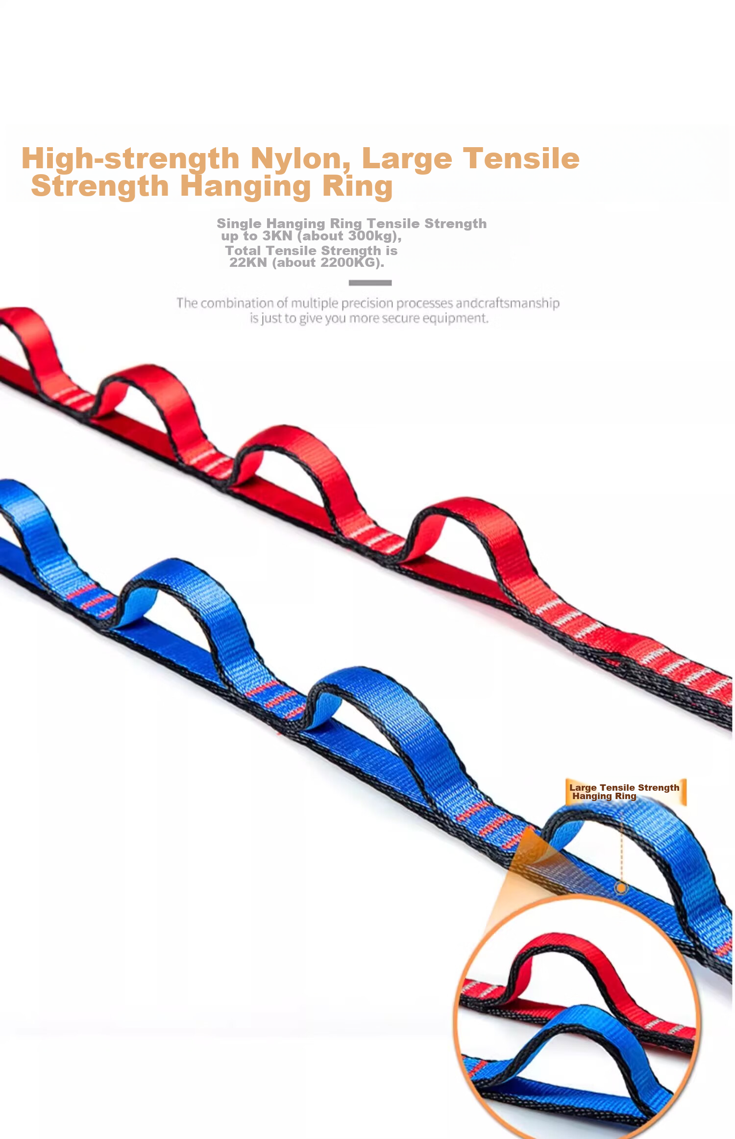 Kanle Outdoor Climbing Flat Belt, Durable Mountaineering Safety Rope, Protective Nylon Flat Belt, High-Altitude Protection Rope 7