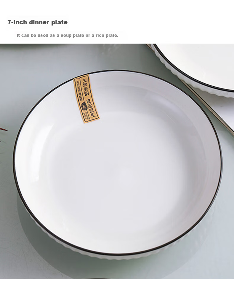 Haoya Jingdezhen Underglaze Color Simple Ceramic Bowl and Plate Dinnerware Set 28 Pieces Housewarming Gift Yan Yu Yao 8
