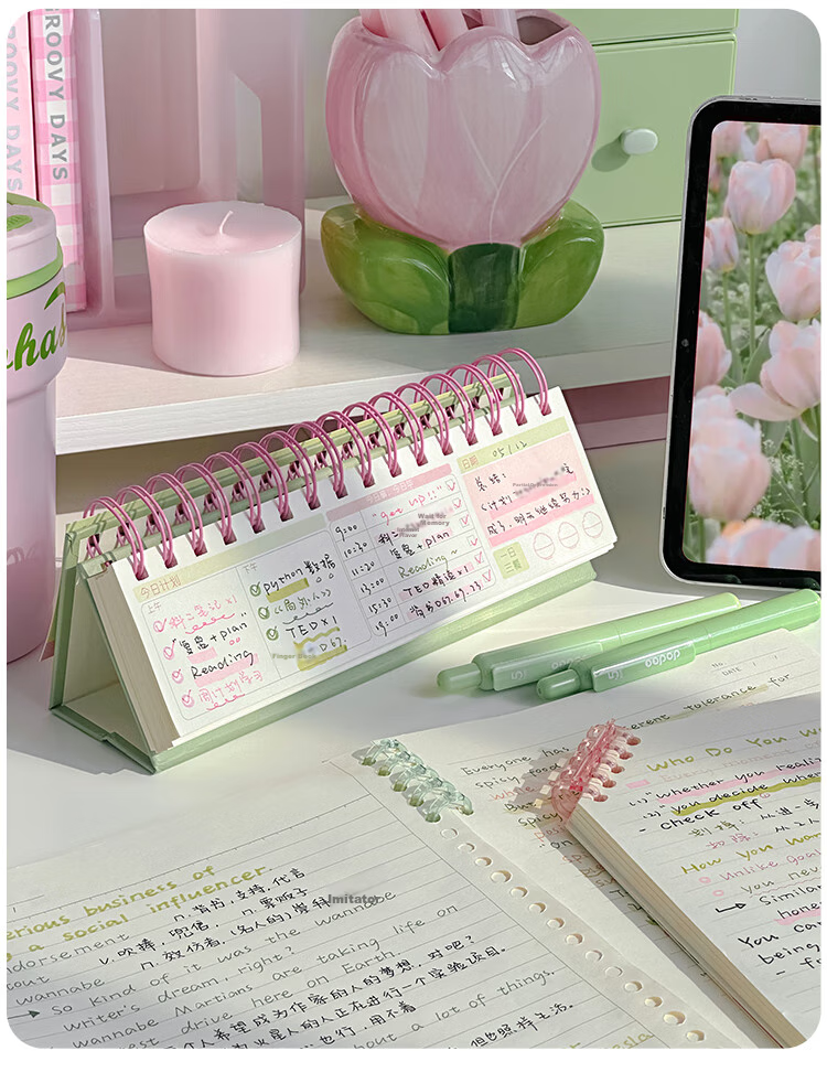 Sannianerban Desktop Daily Planner, Study Planner, High-Quality Office Work Log, Schedule, Self-Discipline Check-In Book, Record Book - Blue Star Weekly Pla 14