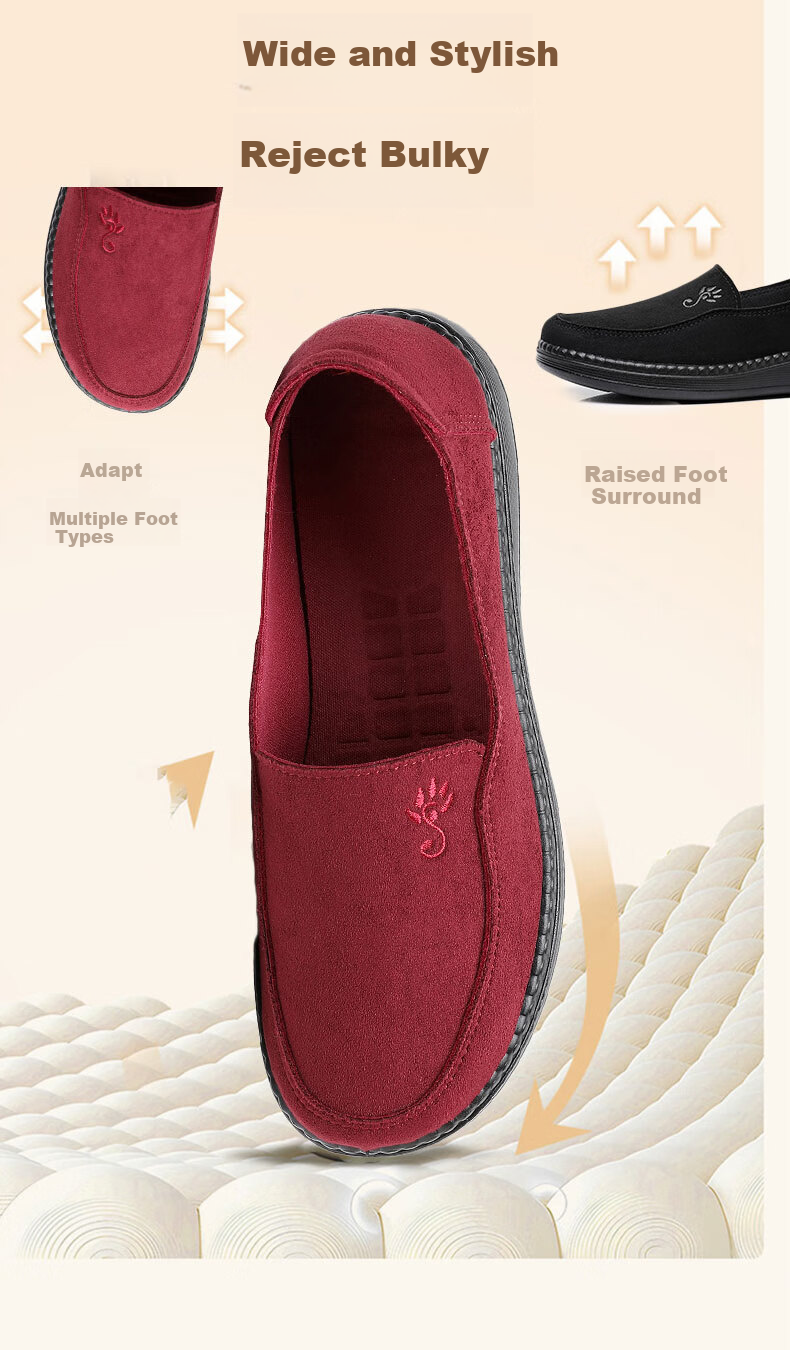 Ankang Old Beijing Cloth Shoes for Women, Spring And Autumn Soft-Soled Mom Shoes, Slip-On Flat Grandma Shoes, A9013, Black, Size 38 5
