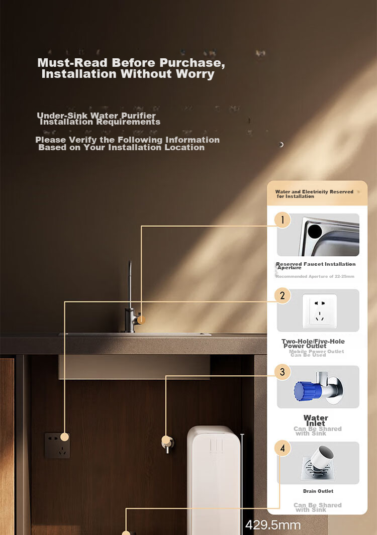 Mijia Xiaomi Water Purifier, Under-Sink Dual-Core 1200G Pro, 8-Year Long-Lasting Main RO, Dual RO Mother And Baby Grade Ultra-Pure Water Quality Kitchen Under-Sink Water Purification Machine MR 1253-A 23