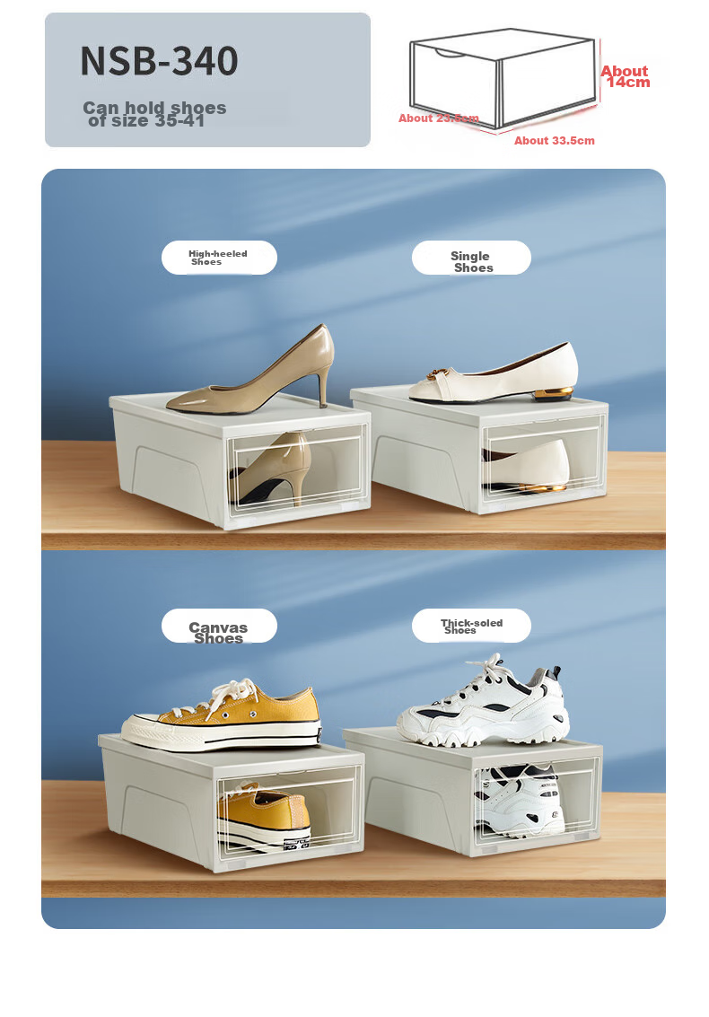 IRIS Transparent Shoe Box Storage Container, Large Front-Opening Shoe Rack, Dustproof And Moisture-Proof, Stackable Shoe Cabinet Organizer, 2-Pack 16