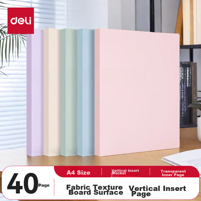 Deli A4/40-Page Morandi Color Document Folder, File Folder for Certificates And Awards Collection, Prenatal Checkup Report Organizer, Sheet Music Folder, Random Color, Deli Office Supplies