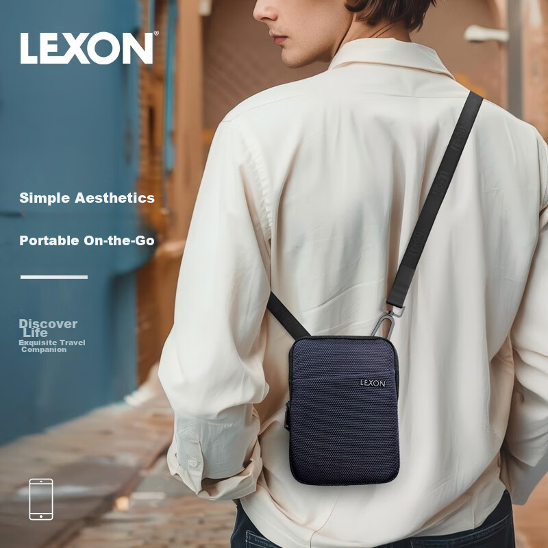 LEXON Casual Crossbody Bag for Men, Shoulder Phone Bag, Business Sports Lightweight Commuter Versatile Cowhide Small Backpack Gift