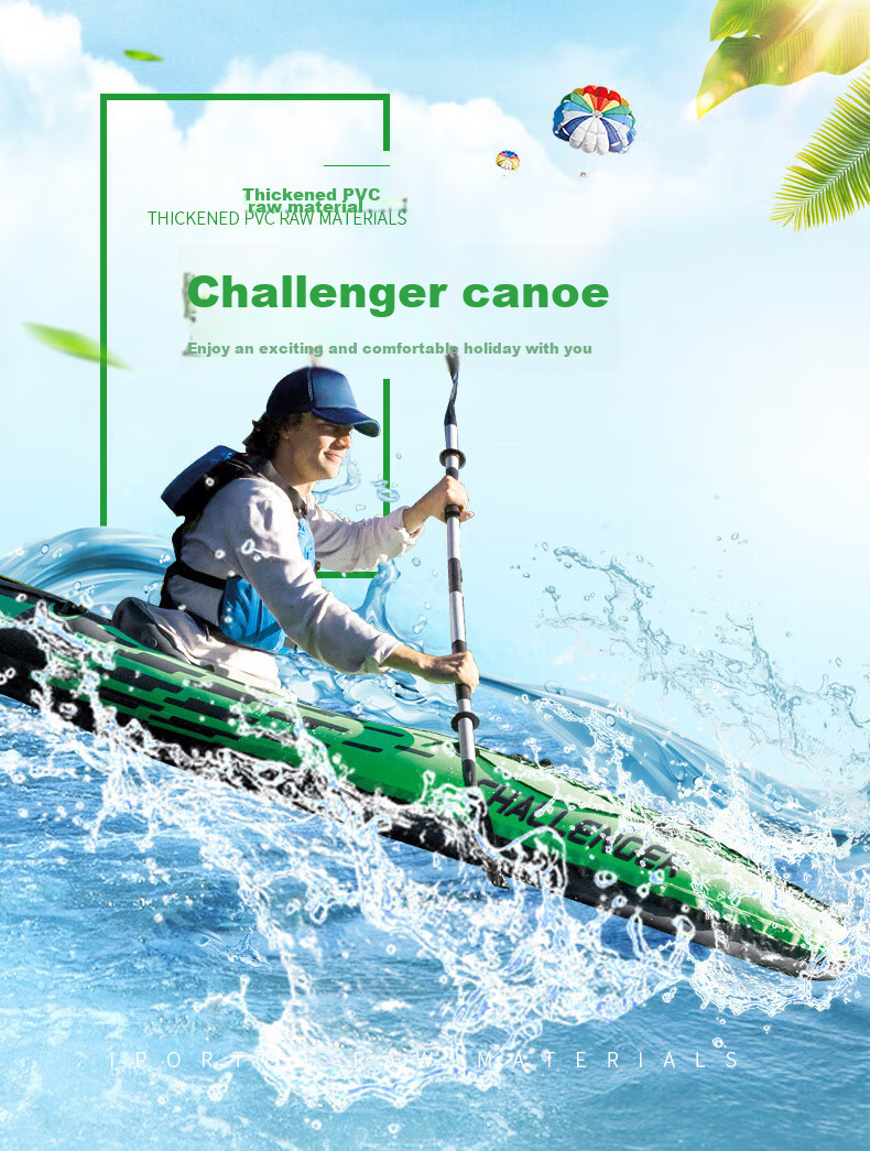 INTEX Challenger Two-Person Inflatable Boat, Thickened Rafting Kayak, Single Or Double Fishing Boat, Wear-Resistant Assault Boat 68306 18