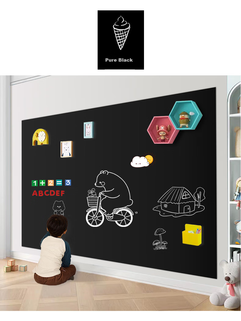 Flybook, Charcoal Gray, 60*90cm, Double-Layer Magnetic Blackboard Wall Sticker, Children's Creative Doodle Wall, Eco-Friendly Erasable Dustless Blackboard, Self-Adhesive Wall-Mounted Student Magnetic Board, for Home Use 6
