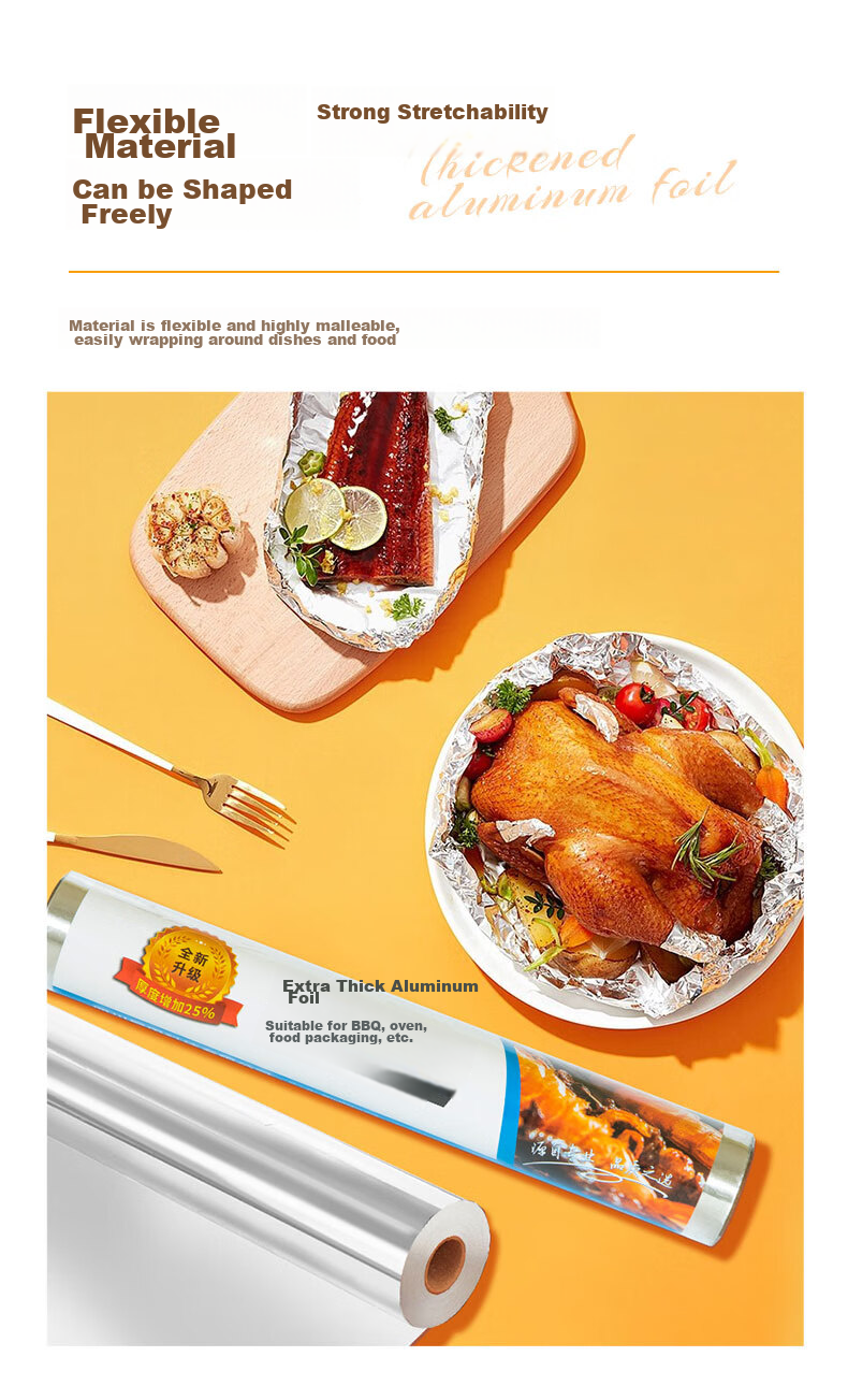 Temeiju Extra Thick Aluminum Foil Roll, 50m*38cm*18 Microns, for Air Fryer Paper, Oven Paper, Baking And Barbecue Use 5