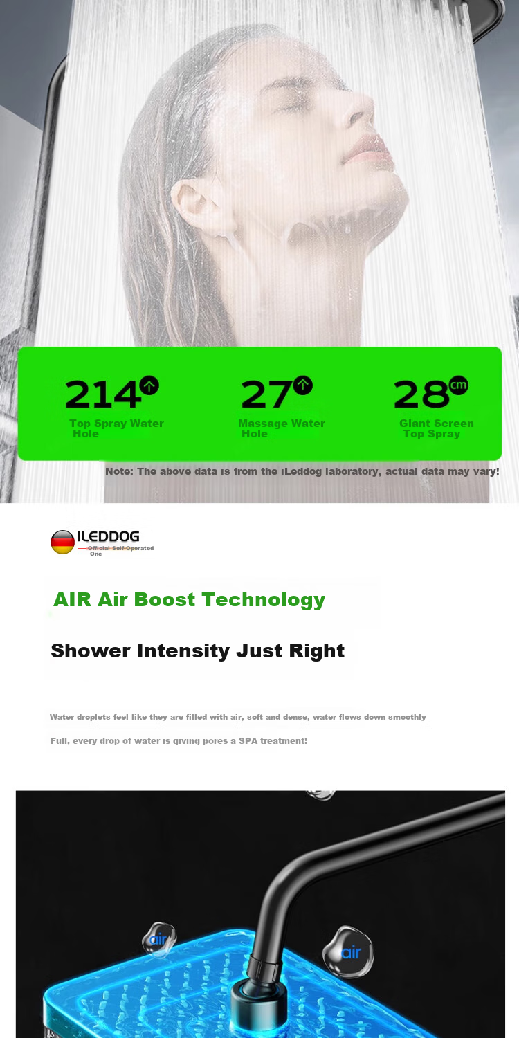 ILeddog [Germany] Shower Head Set, Home Full Piano Key Design, Bathroom High-Pressure Shower Head 8006 5
