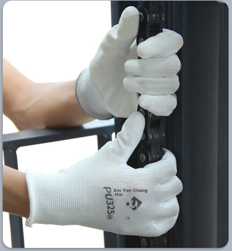 Xinyuechanghui PU Coated Gloves, 12 Pairs/pack, Nylon Work Gloves, Non-Slip Wear-Resistant Protective Dipped Gloves, White M Size, PU508 18