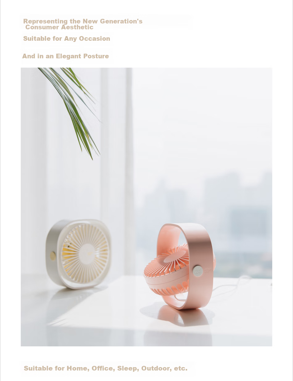 BIAZE Desktop Mini USB Fan, Tabletop Office Student Dorm Creative Electric Fan, Quiet Mini Desktop Fan FS1 White 5