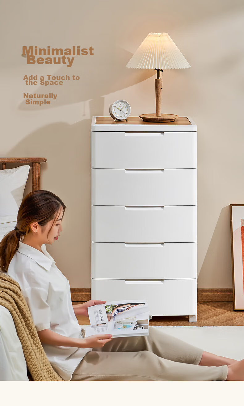 JEKO&JEKO Drawer Storage Cabinet for Bedroom And Living Room, Wardrobe, Bedside Table, Toy And Snack Organizer, Five-Drawer Chest with Five Layers 4