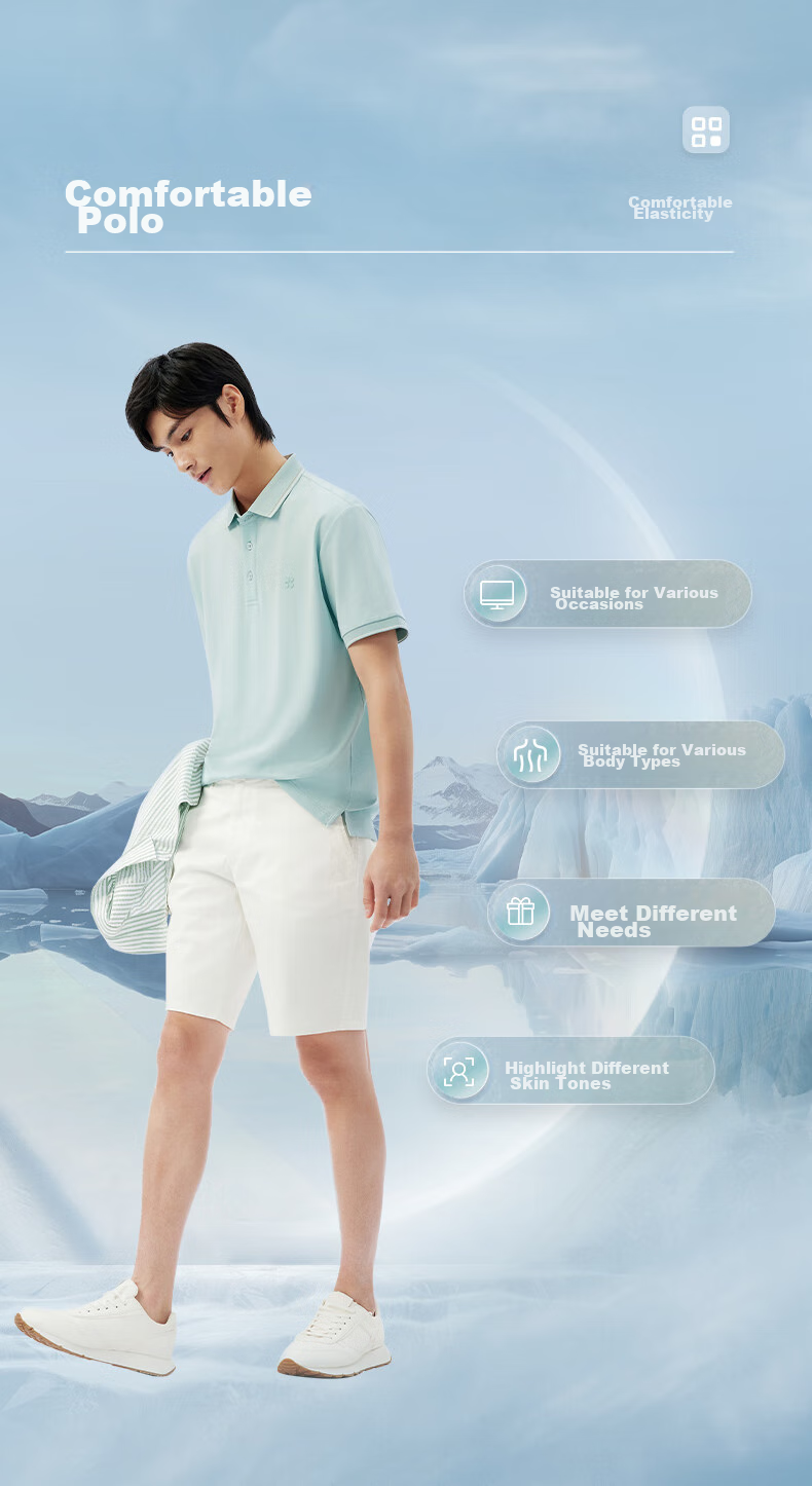 Hodo [Lin Gengxin's Style] Modal Silk Short-Sleeve Cool-Feeling Antibacterial Polo Shirt, Collared T-Shirt 6