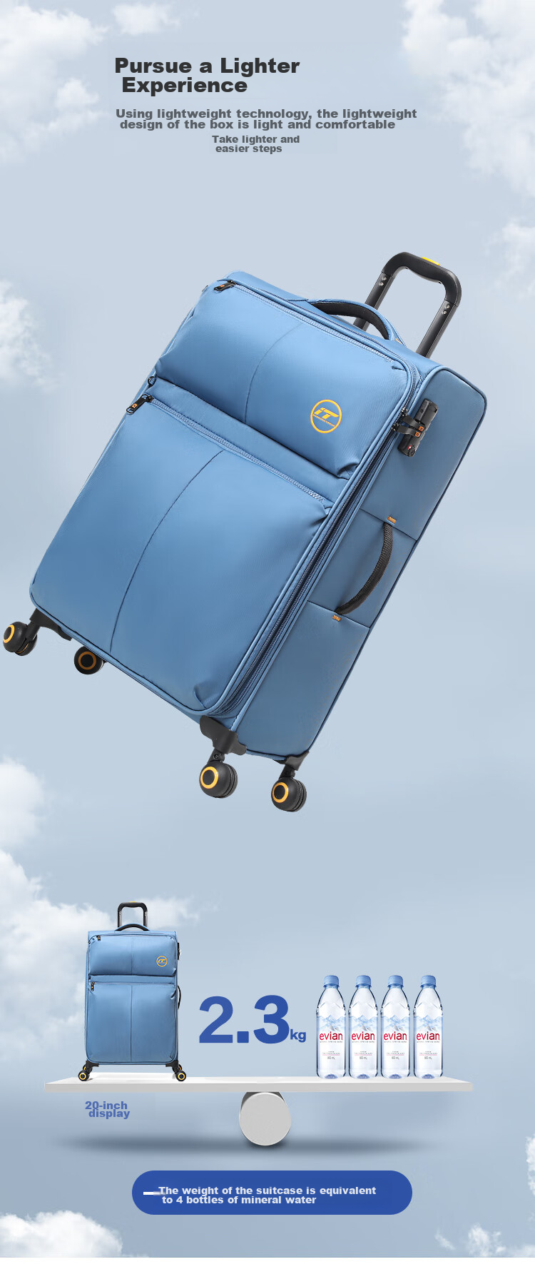 INTERNATIONAL TRAVELLER British IT Luggage Suitcase, Ultra-Light Travel Case, Large Capacity Check-In Suitcase, 24-Inch, 2644 Blue 1