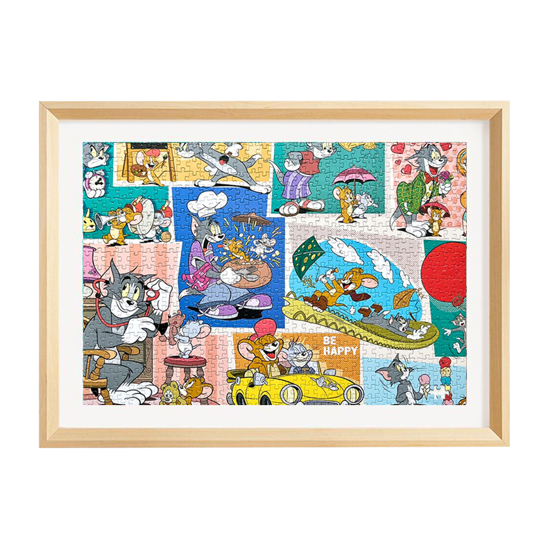 Congpai Puzzle Frame, Empty Frame 70x50cm, Mounted Frame with 1000 Pieces, Wooden Frame for Wall Decoration, Home Decor, Natural Wood Color
