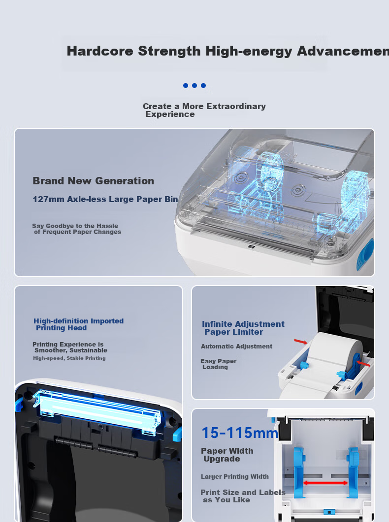 QIRUI QR-888XPro Bluetooth Thermal Label Printer for Express Delivery, Cross-Border 300dpi High-Definition Model, 108MM Self-Adhesive Electronic Shipping Label Printer 2