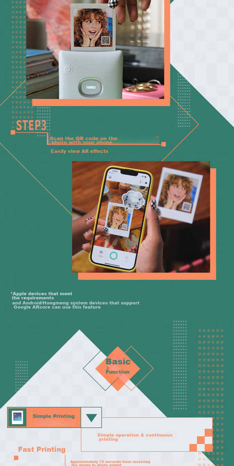 INSTAX Fuji INSTAX SQUARE Link Instant Camera, Smartphone Photo Printer, Mountain White, for Students And Home Use 9