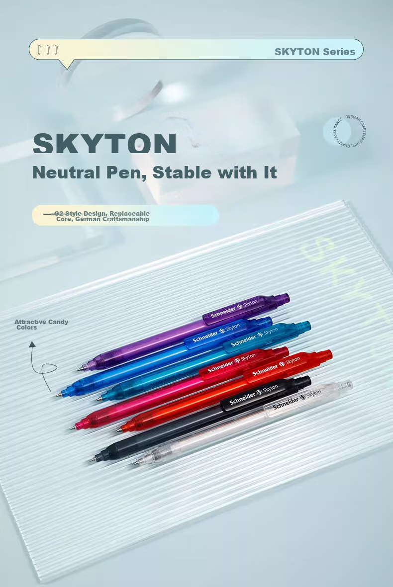 Schneider Gel Pen, 0.5mm, Black, Quick-Drying, Large Capacity, Retractable, Signing Pen, Writing Pen, Exam Pen, Office Meeting Pen - Sika Tong Transparent Black 1