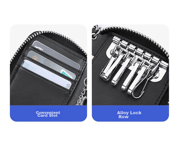 POLO Leather Key Case for Men, Top-Grain Cowhide Card Holder, Multifunctional Storage Pouch, Scratch-Resistant Key Ring, Birthday Gift for Boyfriend 7