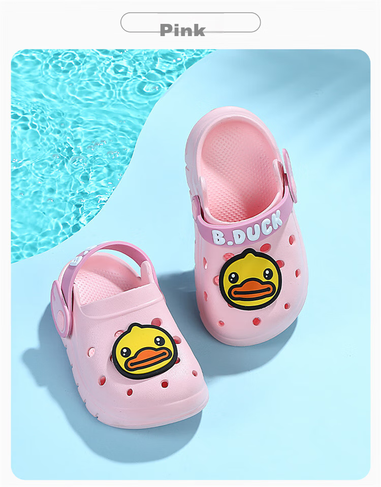 B.Duck Children's Slippers, Summer Boys' Sandals, Girls' Cartoon Cute Home Shoes, 5901 Beige, Size 30 17