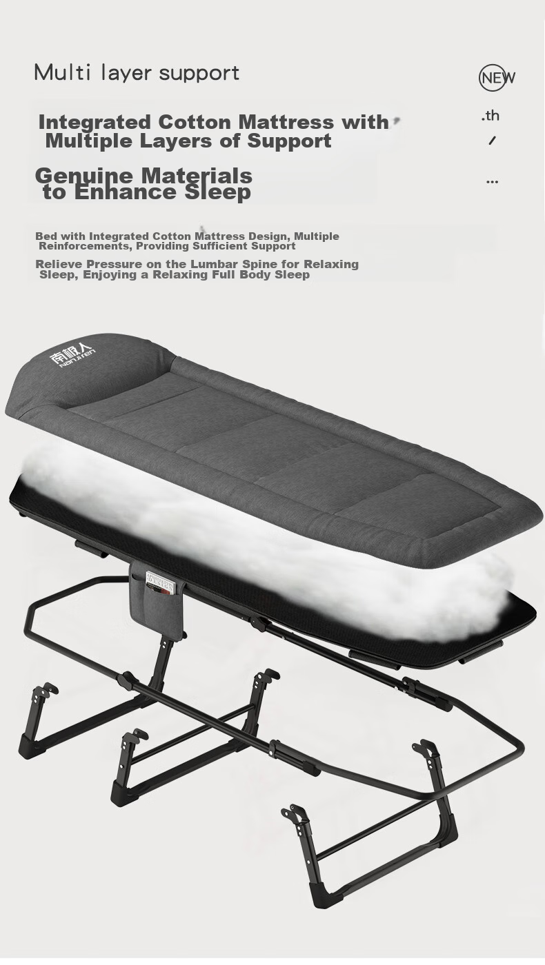 Nanjiren Folding Bed Lounge Chair Single Bed Office Nap Chair Folding Rest Bed Companion Care Bed Simple Camping Bed Light Linen Gray 10