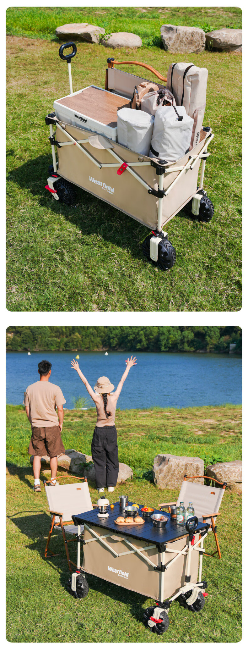 Westfieldoutdoor Folding Outdoor Camping Cart, High-Top Gathering And Heightening, Picnic Trolley, Stroller for Kids And Shopping, Pet Cart 15