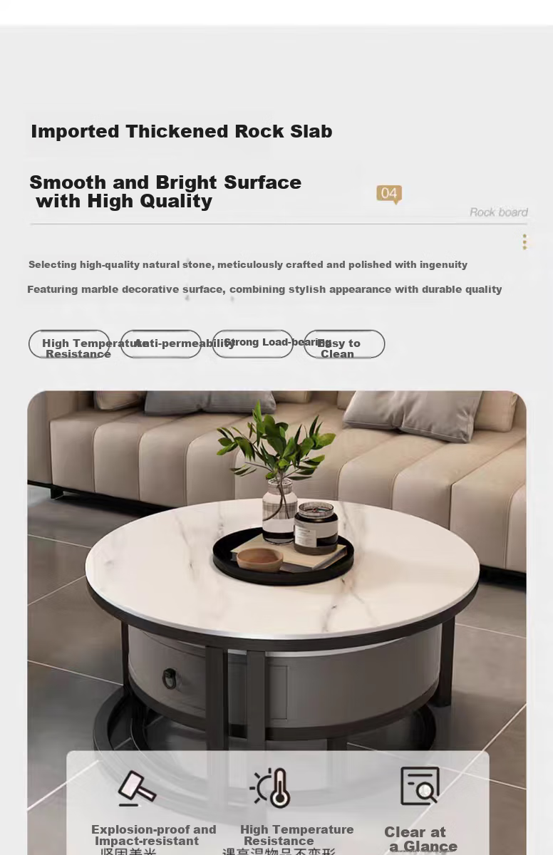 Gupujia Rock Slab Coffee Table, Living Room Modern Minimalist Light Luxury Small Apartment Reception Tea Table, Sofa Glass Side Table, Balcony Small Corner Table 7