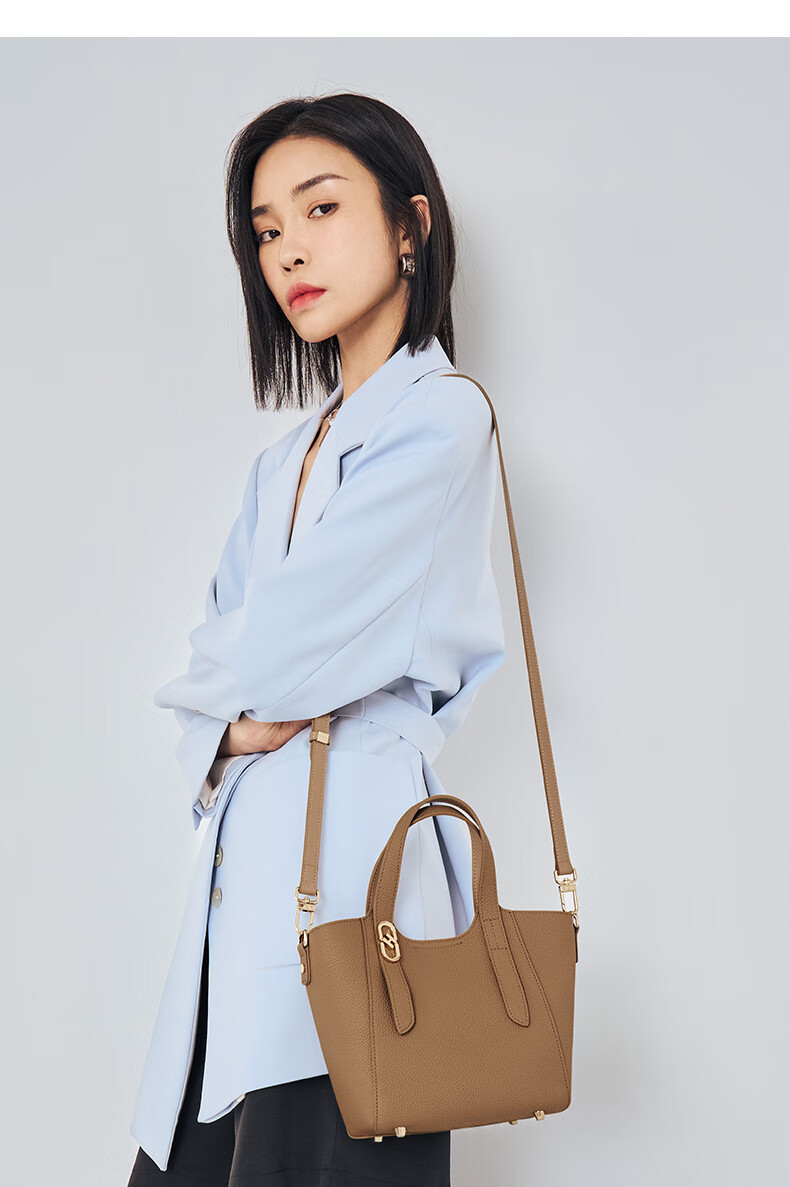 HONGU Women's Leather Handbag, Shoulder Bag, Commuter Basket Bag, Crossbody Bucket Bag, Birthday Gift for Girlfriend 9