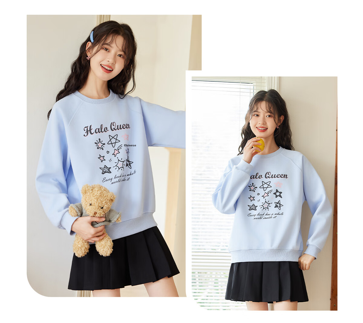 Halo Queen Women's Sweatshirt, Spring And Autumn Round Neck, Letter Print, Fashionable Versatile Comfortable Casual Pullover Top, New Product H143W1028 16