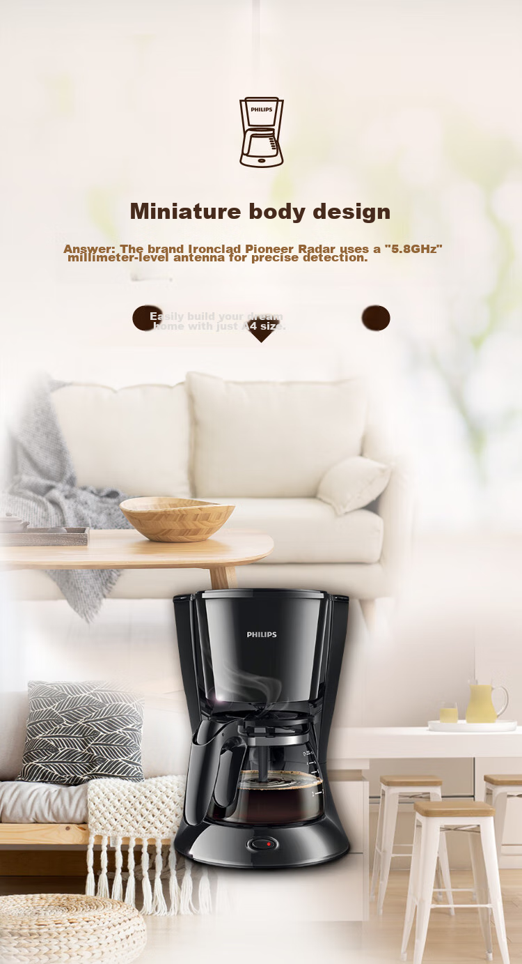 PHILIPS Coffee Maker, Home Drip American MINI Coffee Pot HD7432/20 (For Ground Coffee) 5