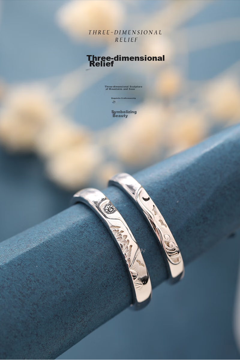 MANHE S925 Silver Ring, Couple Rings, One Pair of Engagement Diamond Rings, Open-End Style for Women And Men, End-Ring, Valentine's Day Gift 5