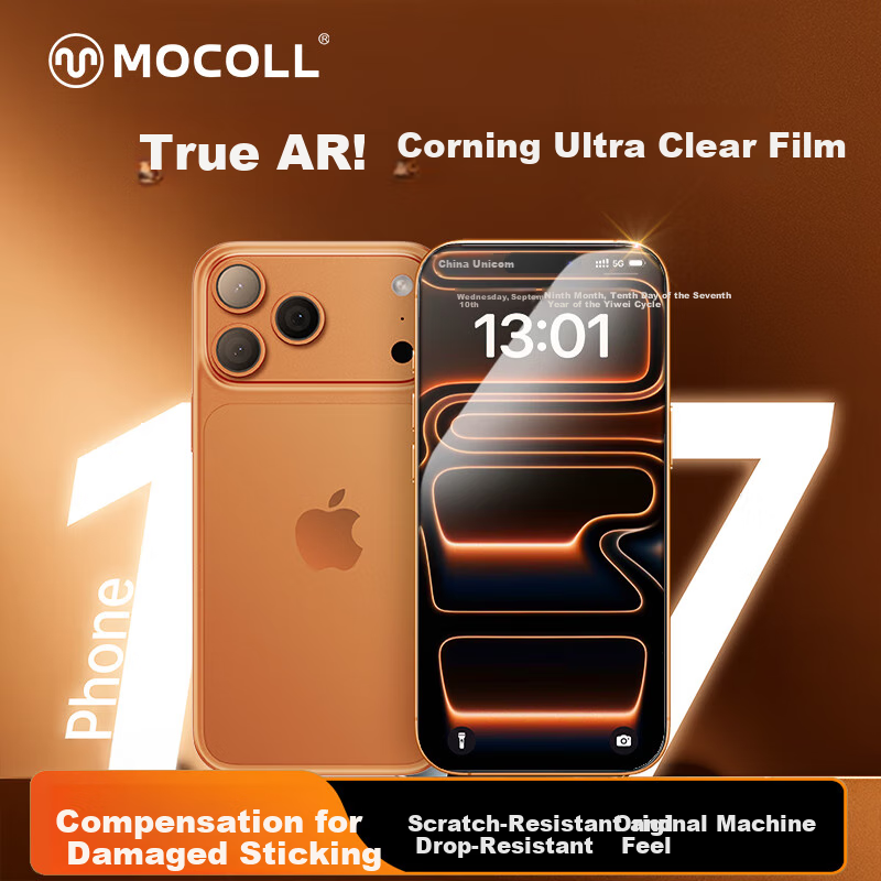 Защитное стекло MOCOLL для iPhone 17 Pro Max, Corning AR, антибликовое, HD, пыленепроницаемое, с сеткой для динамика, против отпечатков пальцев
