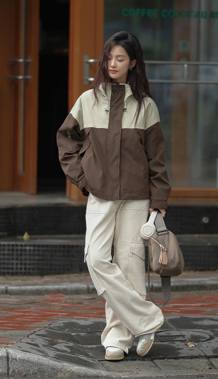 DME Workwear Two-Piece Set Winter Color-Block Detachable Fleece-Lined Jacket for Women 3