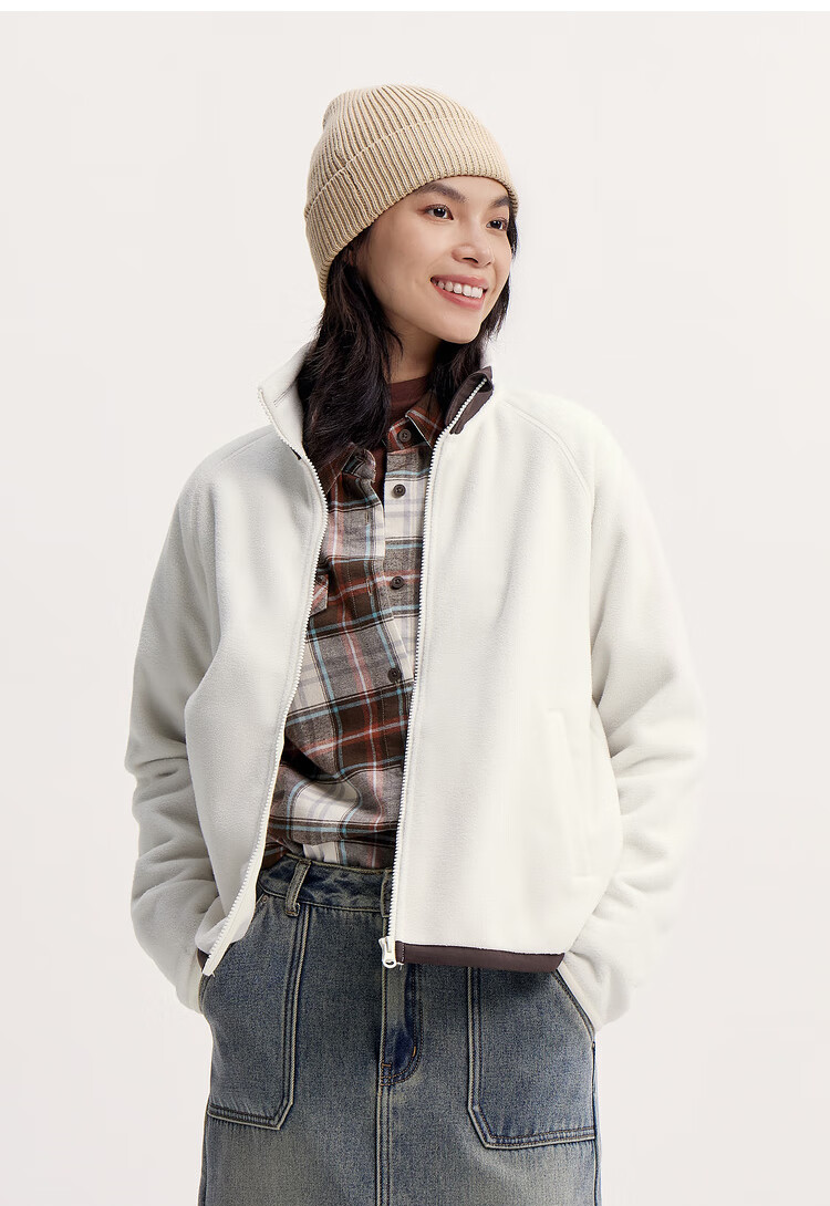 Semir Women's Anti-Static Fleece Loose Casual Winter Patchwork Stand Collar Raglan Sleeve Jacket 101724108004 21
