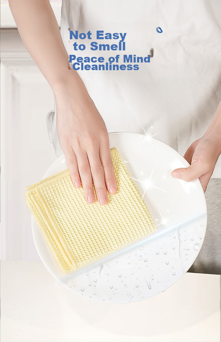 MIAOJIE Antibacterial Cleaning Cloth, 28*28cm, 5-Pack, Dishwashing Cloth, Hand Towel, Kitchen Absorbent, Oil-Removing, Cleaning Table, Household Use 3