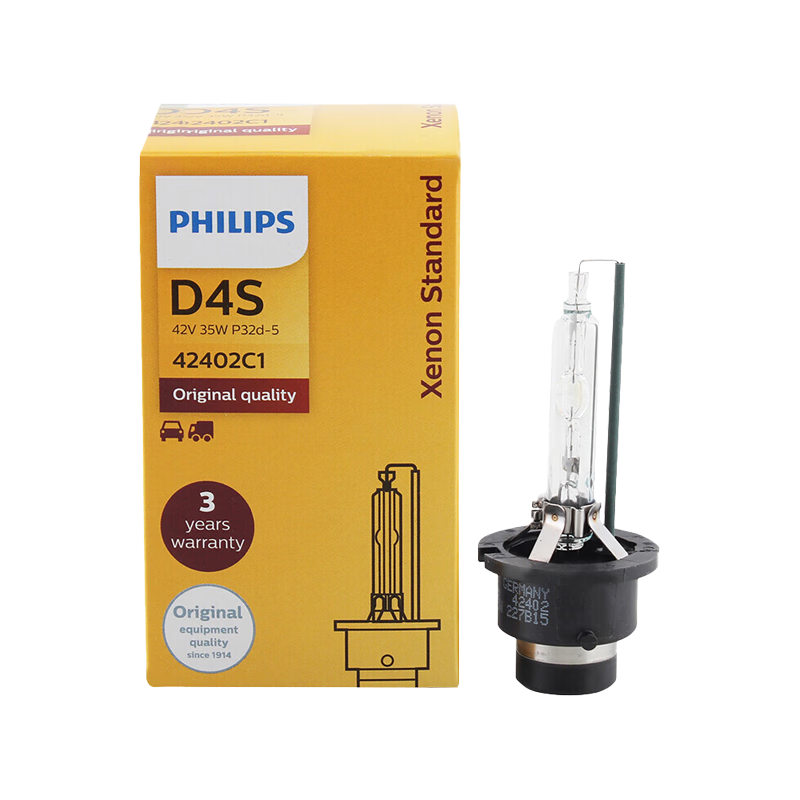 PHILIPS Automotive Xenon Headlight Bulb, D4S 35W 4200K, Matches Original Car Light Color, Single Pack