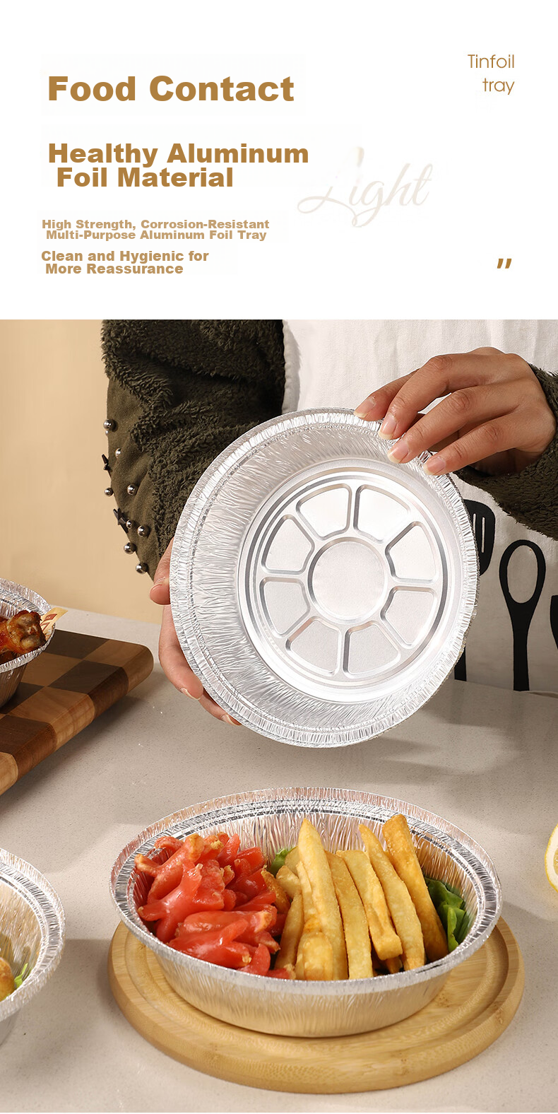 Guangyi Air Fryer Aluminum Foil Pans, Air Fryer Specific Paper Tin Foil Bowls, Aluminum Foil Baking Trays, 19cm*50 Pieces, GY8725 5