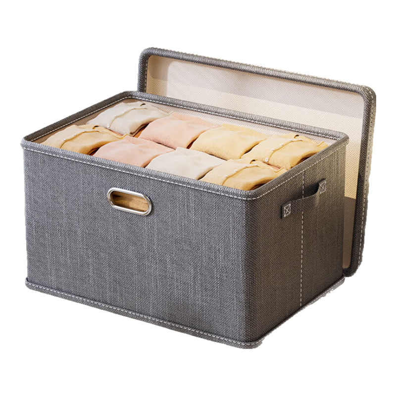 Bangnimeijia Clothes Storage Box, Bedroom Japanese-Style Organizer, Large Capacity Foldable Storage Container, Gray, Extra-Large Size