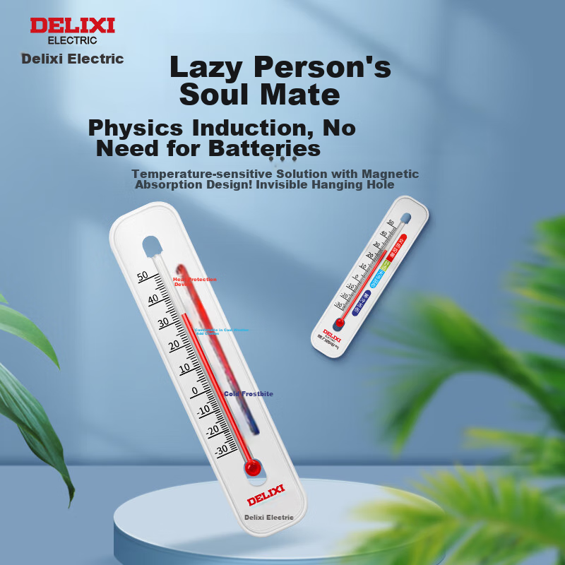 DELIXI ELECTRIC Thermometer, Indoor Glass Tube, High Precision for Home Use, Wall-Mounted for Baby Room, Outdoor Greenhouse And Livestock Farming Thermometer