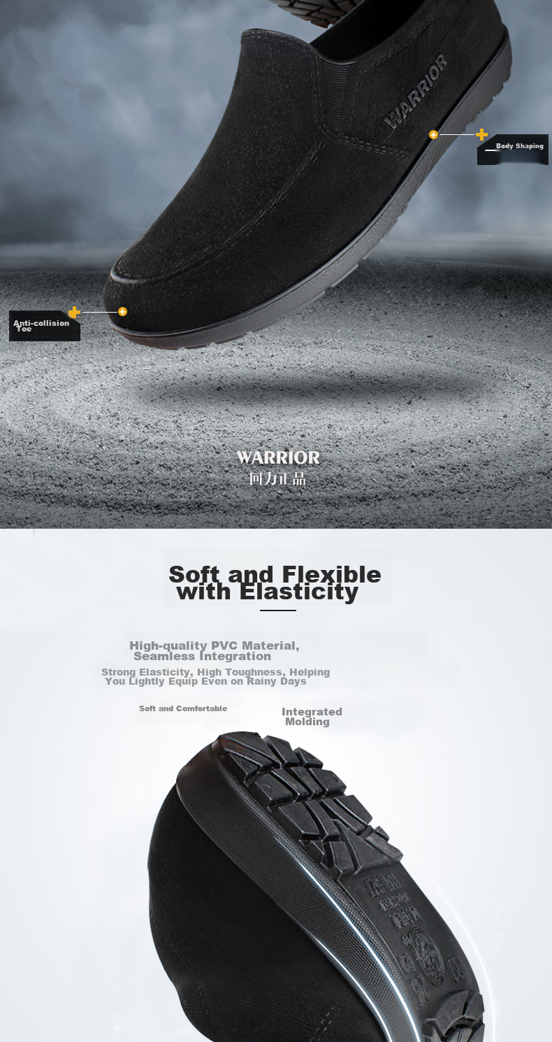 Huili Low-Top Rain Boots for Men, Outdoor Waterproof Shoes, Fashionable Rubber Boots, Overshoes HXL327 Black Size 39 2