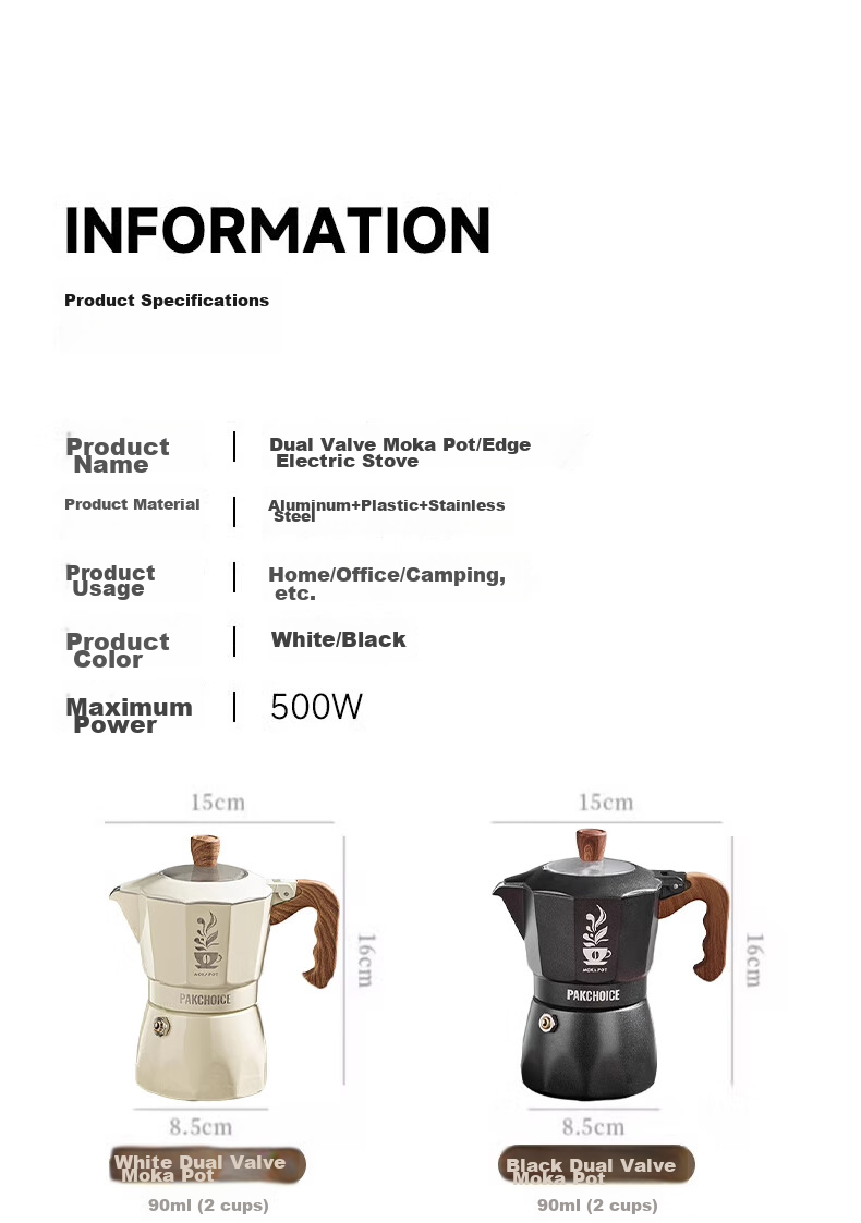 TEOTM Moka Pot with Dual Valves, Home-Use Italian Manual Coffee Maker, Hand Grinder Coffee Brewing Equipment Set 14