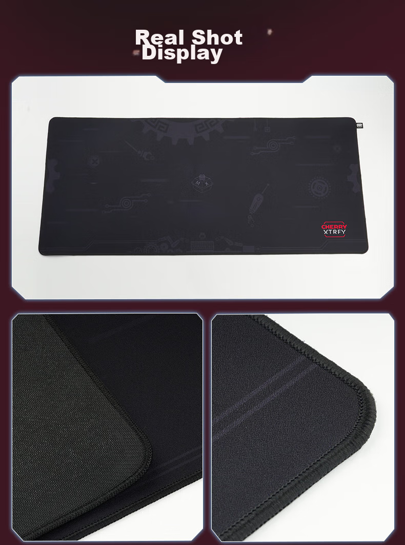 CHERRY ACE Series Mouse Pad Office Desk Mat Keyboard Pad Gaming Mouse Pad Carbon Fiber Texture Smooth Surface Double Braided Fabric 360x300x1mm 7