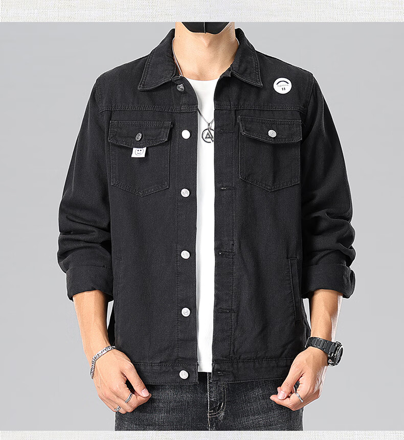 Romon [Japanese Workwear] Men's Summer Loose Casual Trendy Korean Style Washed Black Jacket 2XL 3