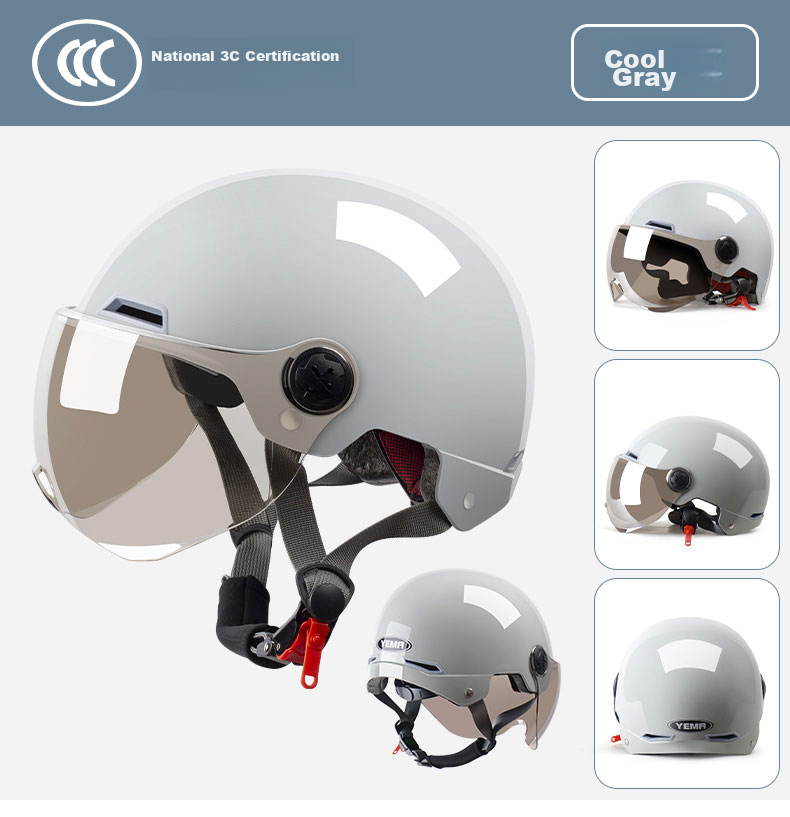 YEMA 3C Certified 351S Electric Scooter Helmet, Women's Summer Sun Protection, Half Helmet for Electric Scooters, Men's Motorcycle Safety Helmet, Cherry Pink with Short Visor, Coffee Color 21
