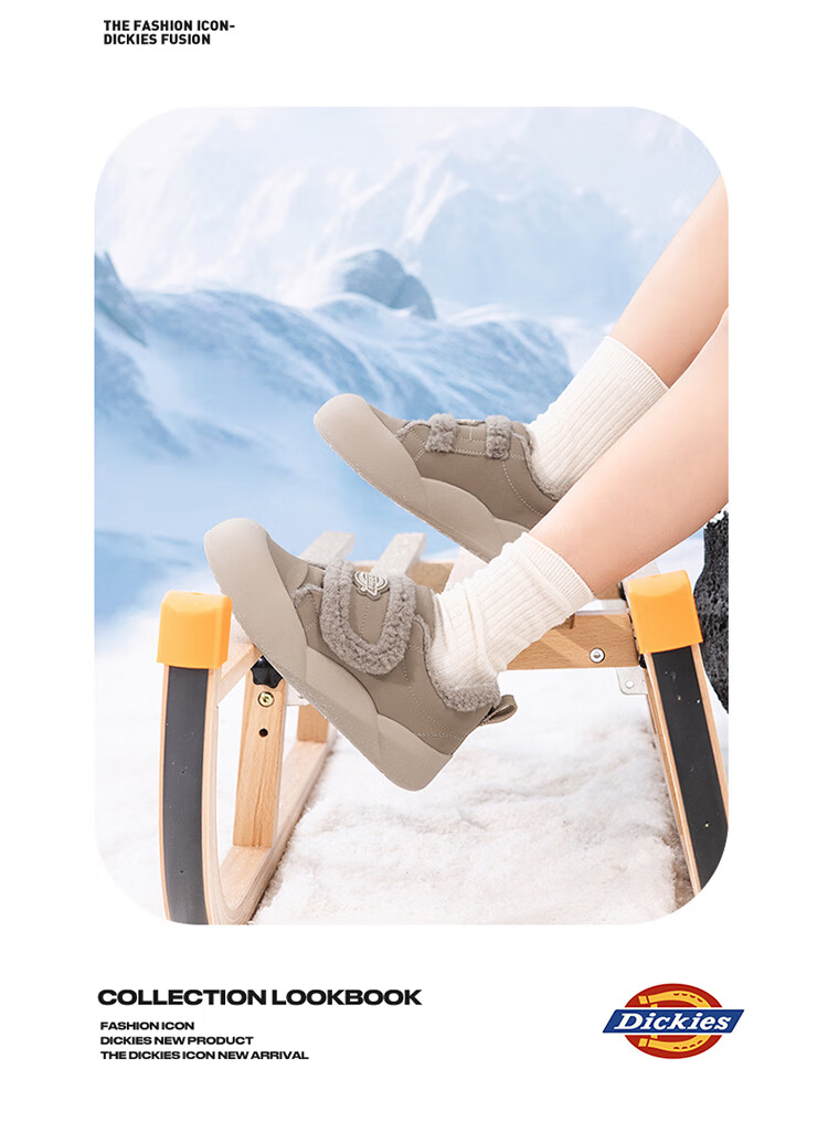 Dickies Children's Cotton Shoes, Winter Fleece-Lined Warm Wear-Resistant Casual Shoes, Kids' Flat Shoes, Trendy Shoes for Girls, Dexun Shoes 2