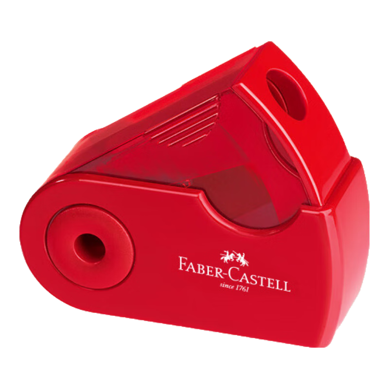 Faber-Castell Single-Hole Pencil Sharpener, Sketching And Drawing Sharpener, Manual Rotary Pencil Sharpener for Elementary School Students - 182711 Red