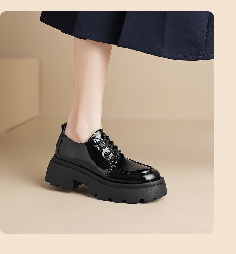 ZHR Loafers for Women, Preppy Style, Youthful Thick-Soled Flats, Soft And Cute Big-Headed Versatile Women's Shoes, PJF01, Black, Size 38 19