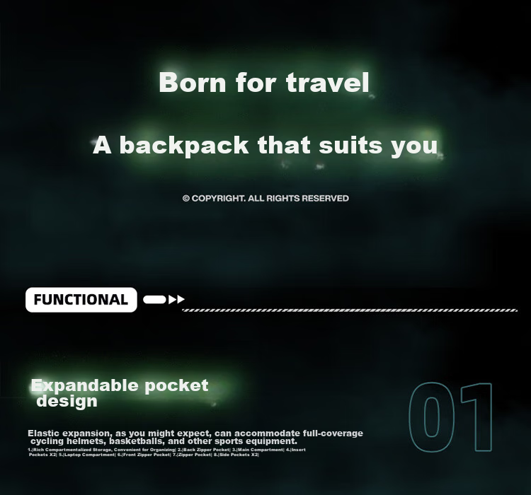 GOLF Laptop Backpack for Men, 15.6-Inch Expandable Capacity Cycling Backpack, Large Capacity Business Travel Bag 7
