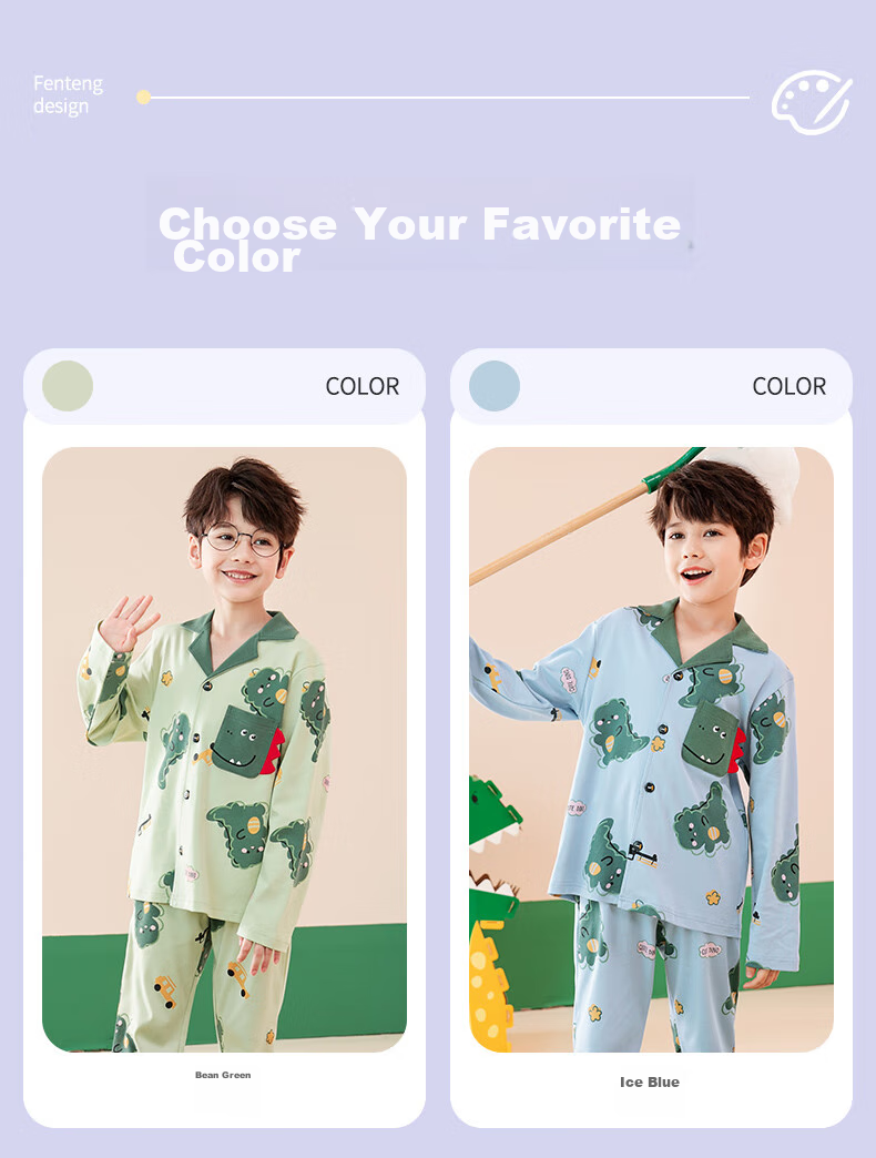Fenteng Children's Pajamas for Boys, Pure Cotton Spring Season Sleepwear, Can Be Worn Outside, Boys' Loungewear 6