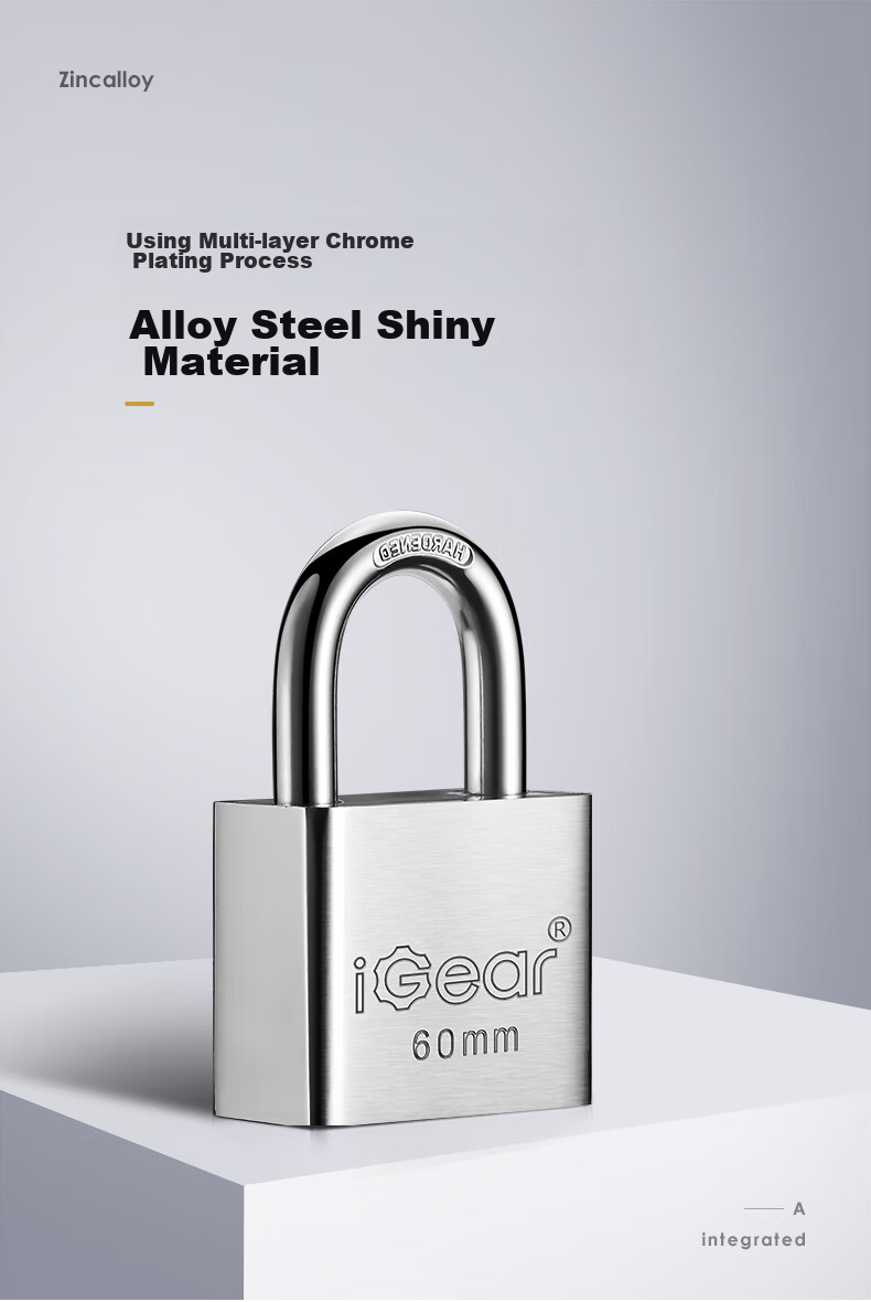 IGear Padlock, Waterproof And Rust-Resistant, Door Lock Tool, School Gate, Shop, Warehouse, Car Compartment, Home Security Lock, Anti-Theft And Tamper-Proof Lock, 60mm 5