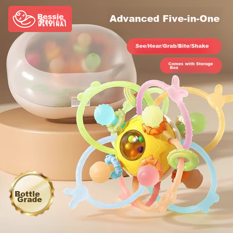 Beisinai Manhattan Rattle Ball, Suitable for Infants 0-6 Months, Chewable Food Grade Toy, Oral Stage Baby Rattle